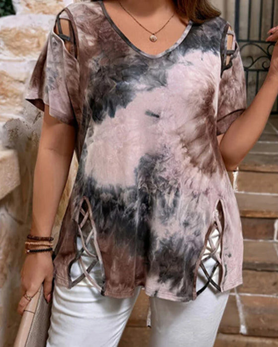 Heart Pattern Hollow Short-Sleeved T-Shirt