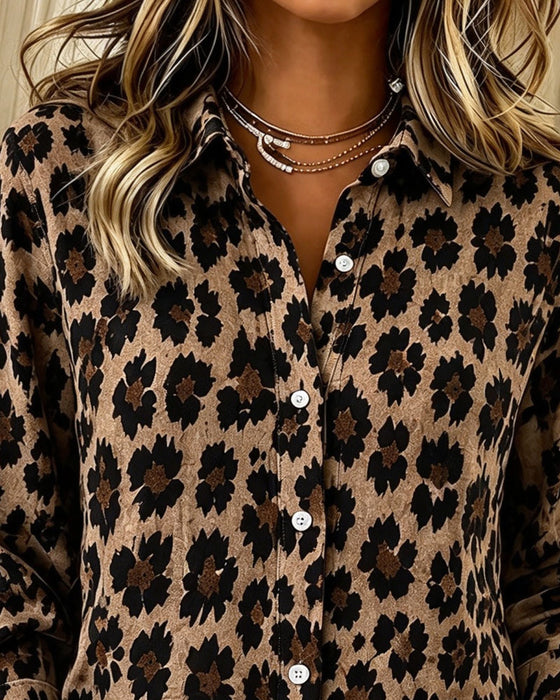 Vintage Leopard Lapel Shirt