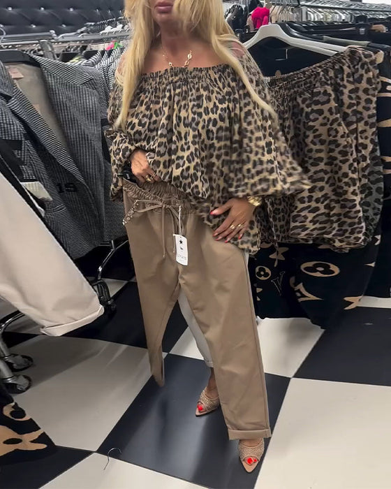 Solid color drawstring casual pants