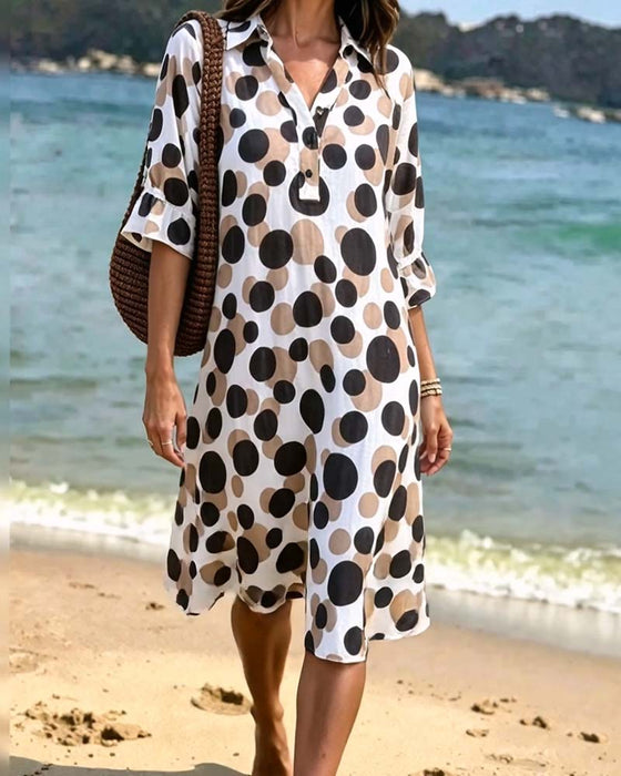 Polka Dot Half Sleeve Dress