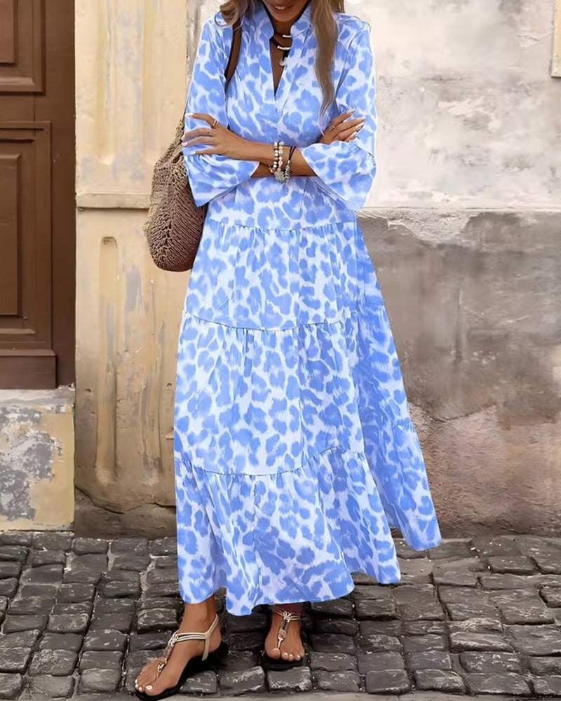 Leopard Print V-Neck Casual Dress