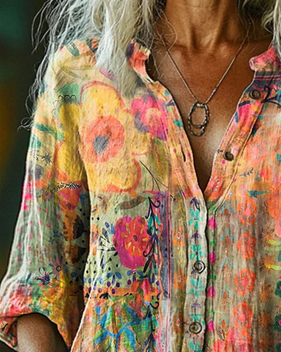 Artistic Floral Print Shirt