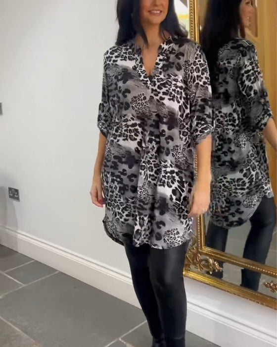 Leopard print v-neck top