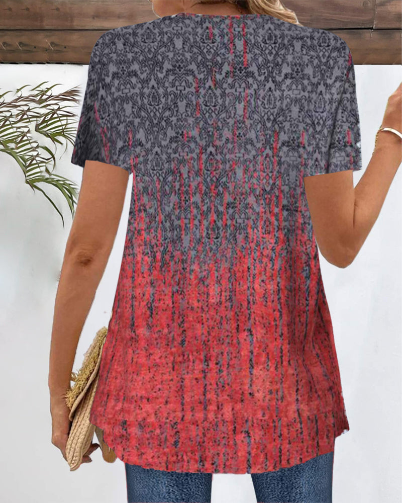 Fake Two-Piece Short-Sleeved Irregular Blouse