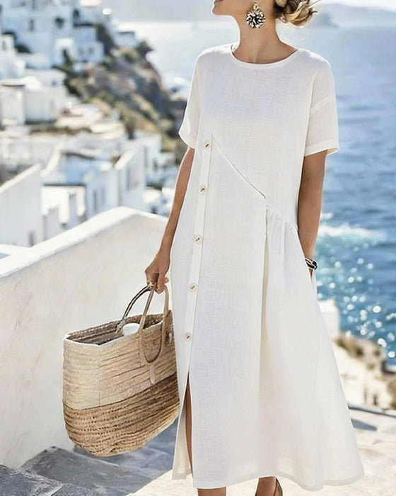 Button Decor Casual Dress