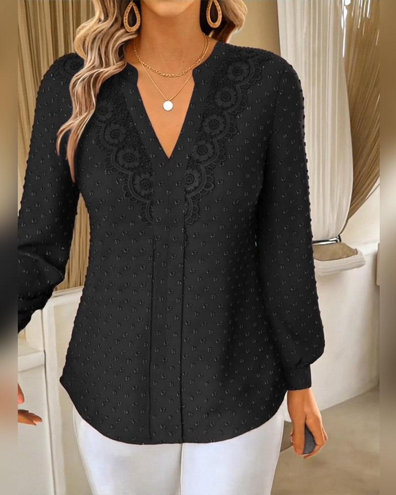 V-Neck Three-Dimensional Petal Blouse