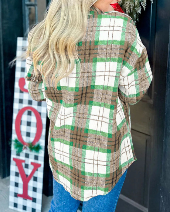 Checkered Woolen Shirt Relaxed Coat