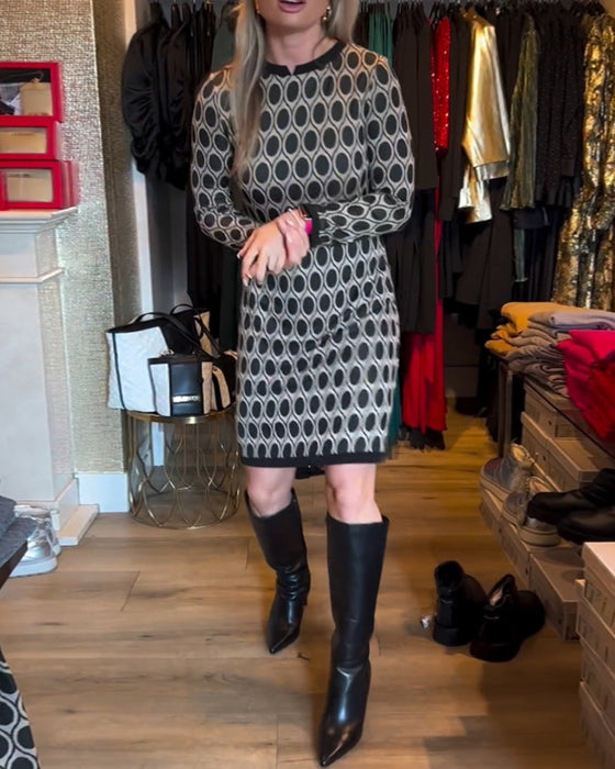 Polka dot print knee length dress