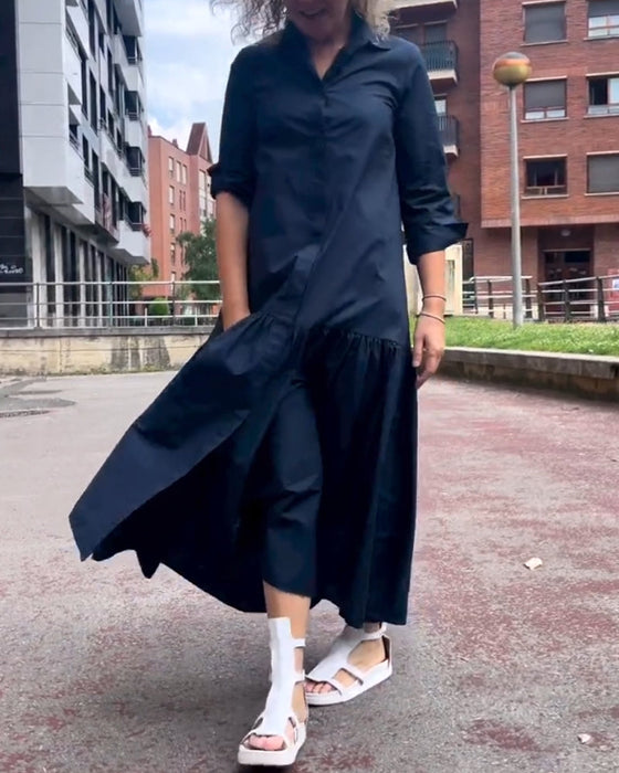 Solid color casual long sleeve dress