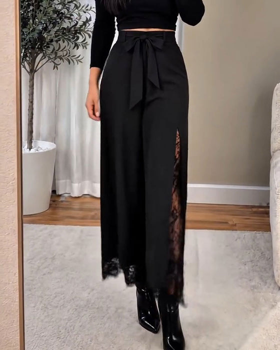 High-Waisted Lace Patchwork Pants