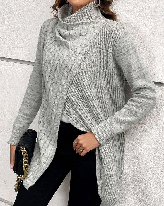 Slit solid color casual sweater