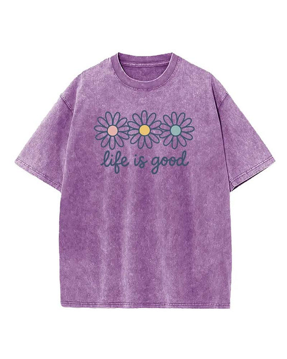 Daisy Print Casual Distressed T-Shirt