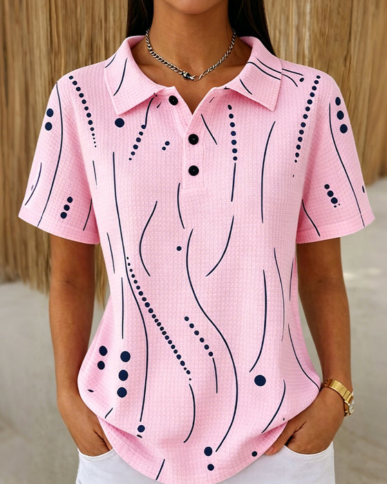 Polo Collar Line Button Blouse