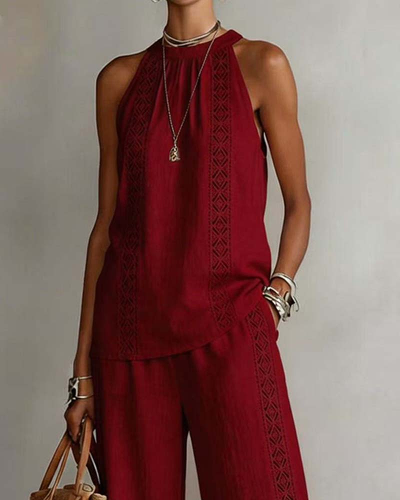 Hollow Out Halter Two-Piece Sets