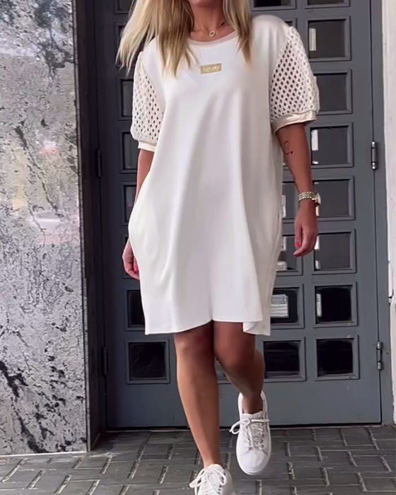 Round Neck Hollow Straight Dress
