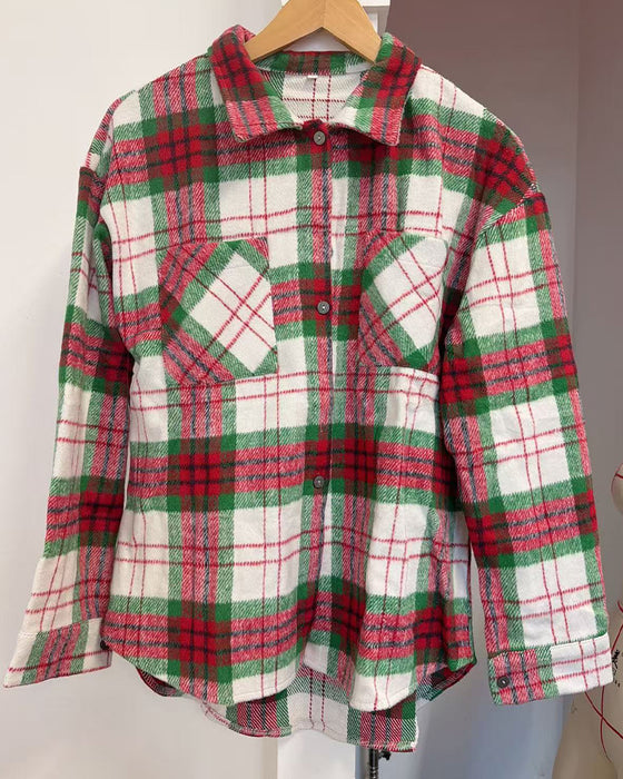 Checkered Woolen Shirt Relaxed Coat