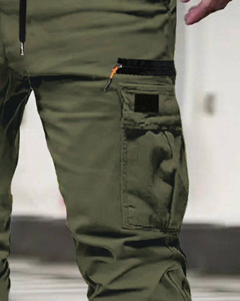 Men's Elastic Cuff Solid Color Relaxed Pant