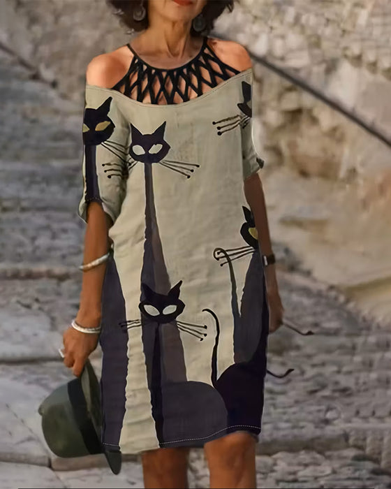 Casual Printed Hollow Dress