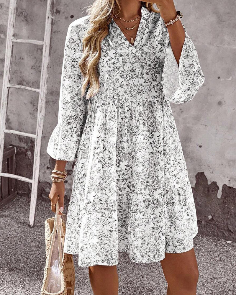Floral V-Neck Cake Dress