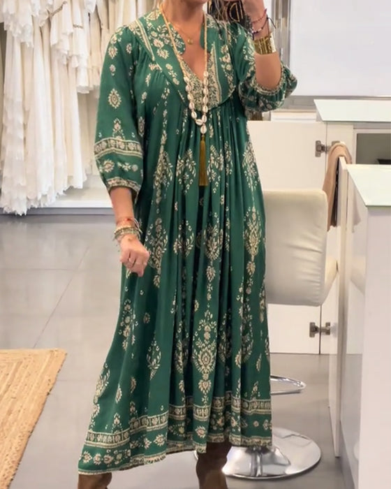 Casual Print Loose Pocket Dress