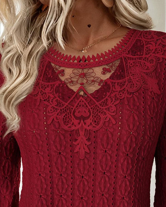 Solid Casual Long Sleeve Top