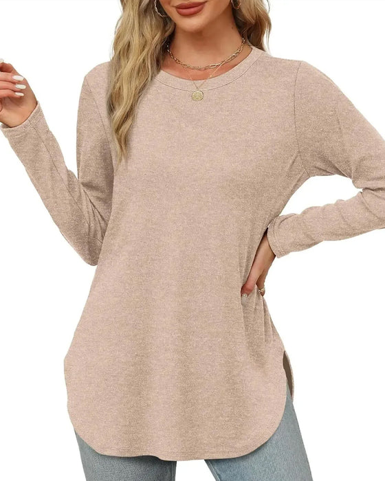 Solid Color Long Sleeve Top