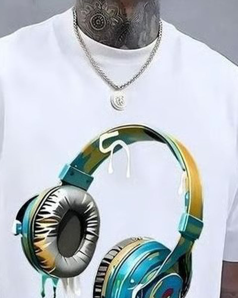 Men's Graffiti Headphone Print T-Shirt