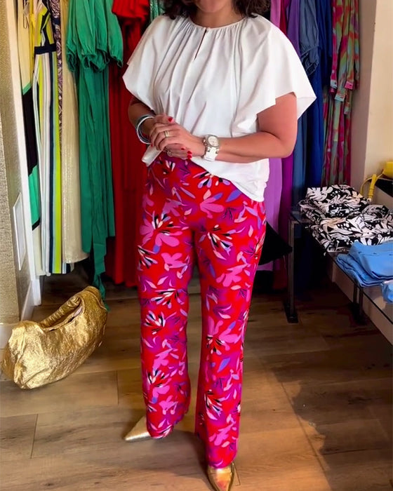 Casual solid color pleated top