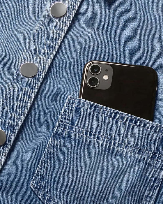 Snap Button Denim Lantern Sleeve Loose Shirt