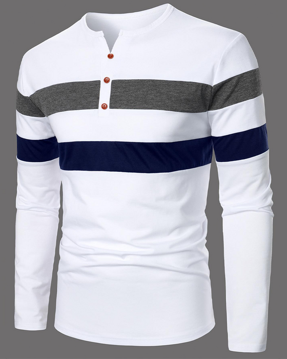 Crewneck Striped Long-Sleeve Men‘s T-Shirt