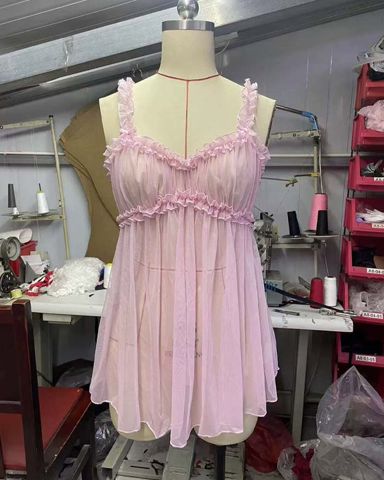 Sheer Mesh Strappy Sexy Nightdress
