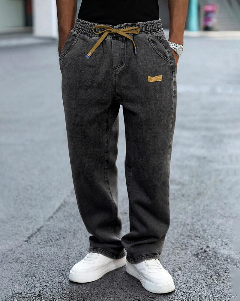 Men's Vintage Elastic Waist Wide Leg Jeans
