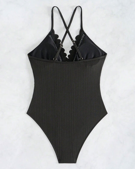 One-Piece Solid Color Sexy Hollow Swimsuit