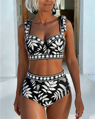 Botanical Print High Waist Bikini