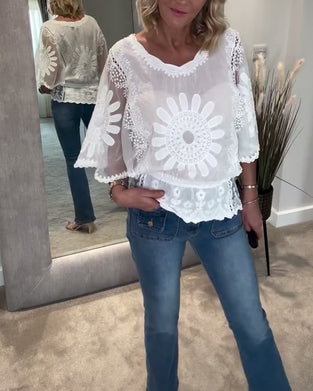 Embroidered Bat Lace Blouse