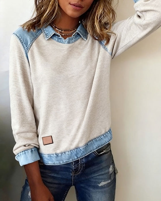 Fashionable Lapel Long-Sleeved Blouse