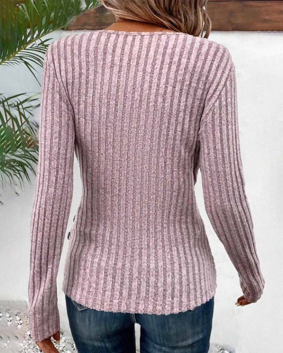 V-neck long-sleeved top
