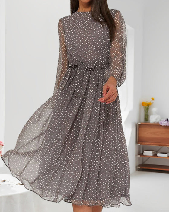Elegant polka dot print dress