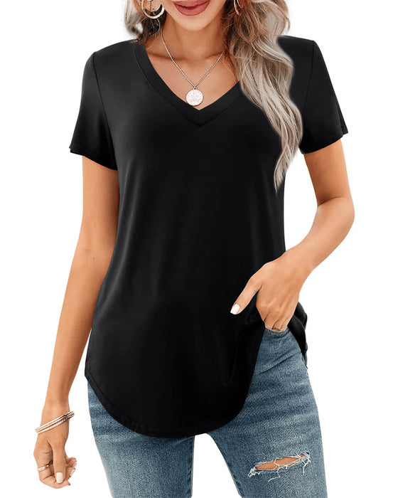 Irregular V-Neck Casual T-Shirt
