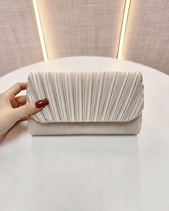 Solid Color Pleated Shoulder Bag