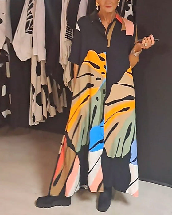 Casual lapel printed dress