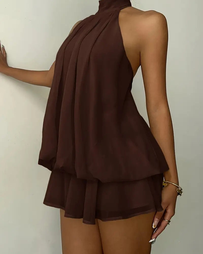 Halter Neck Chiffon Mini Dress