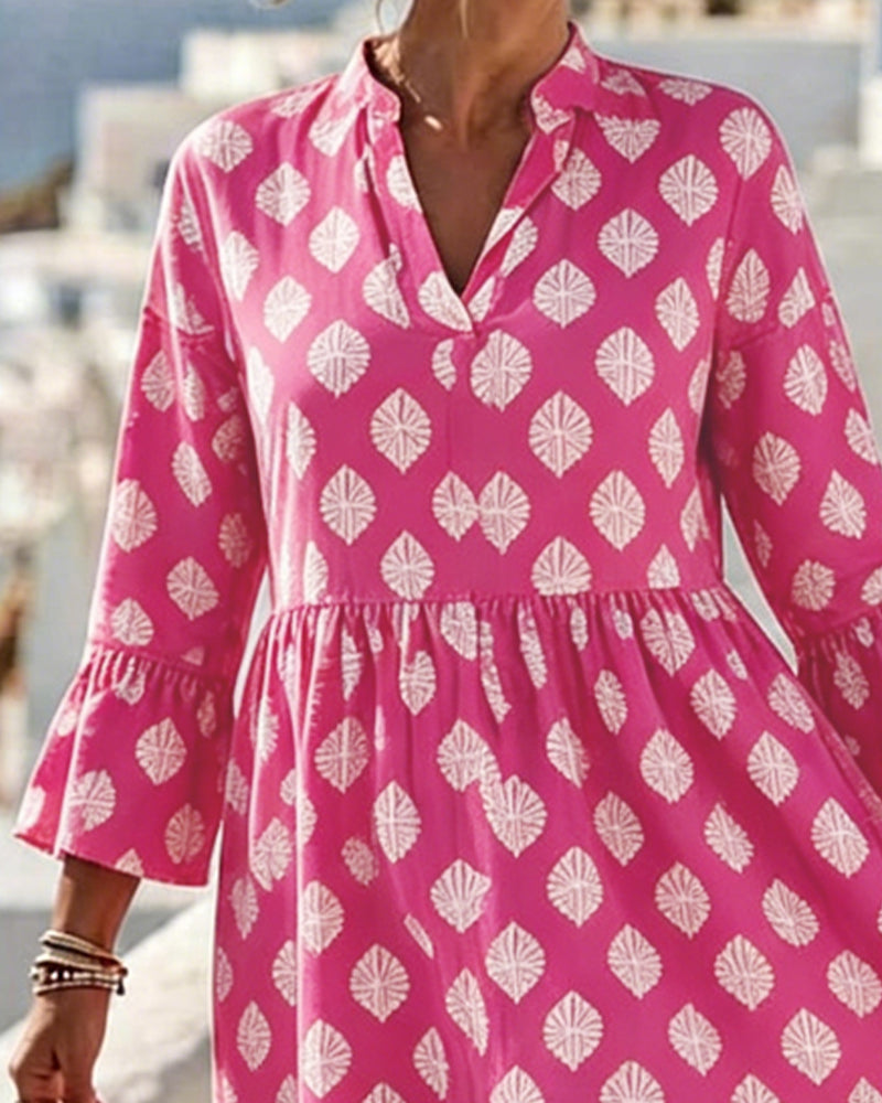 V-Neck Printed Dress