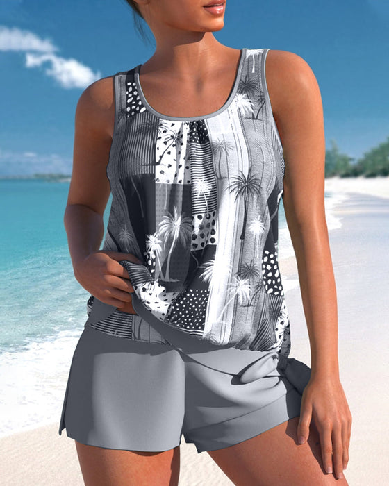 Coconut print tankini swimsuit set