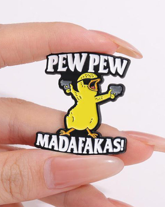 Letter & Cartoon Duck Design Brooch