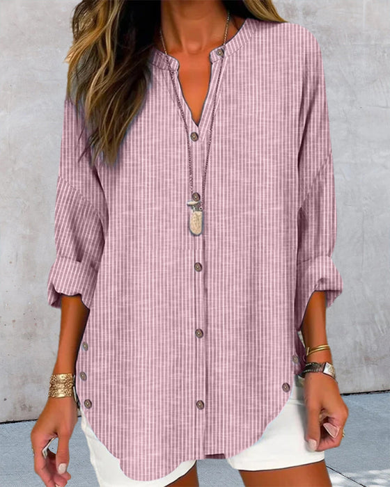 V-neck stripe print top