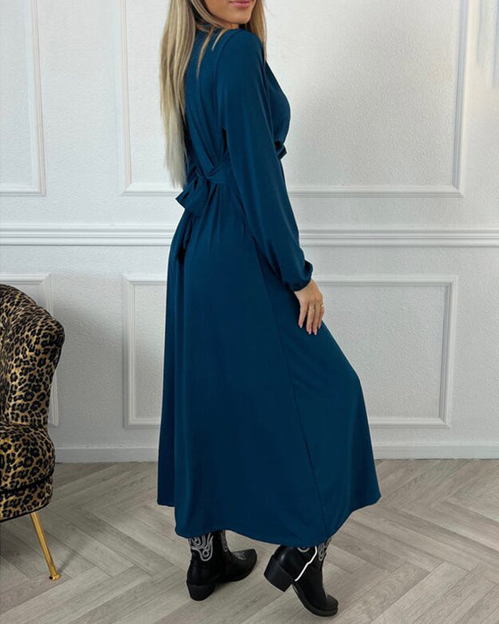 Sexy solid color Dress with Long Sleeve
