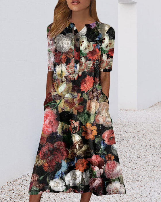 Floral print pocket dress