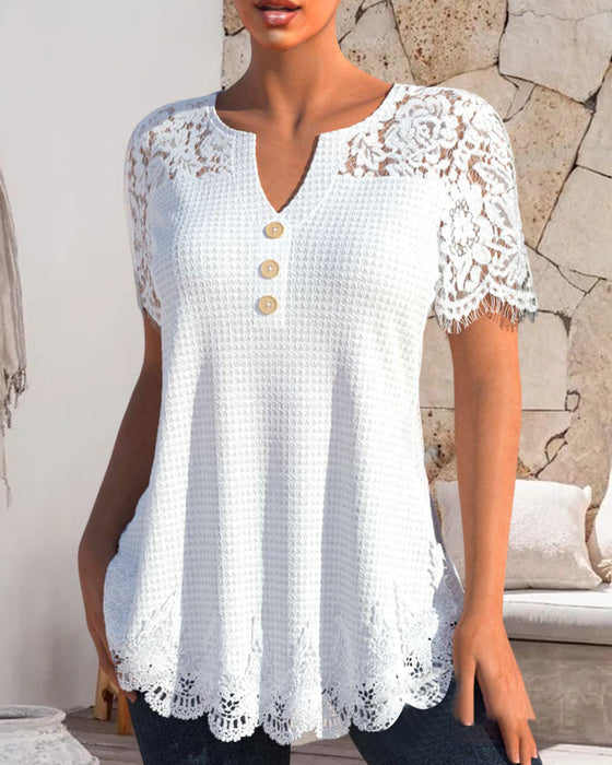 Lace Short Sleeve T-Shirt