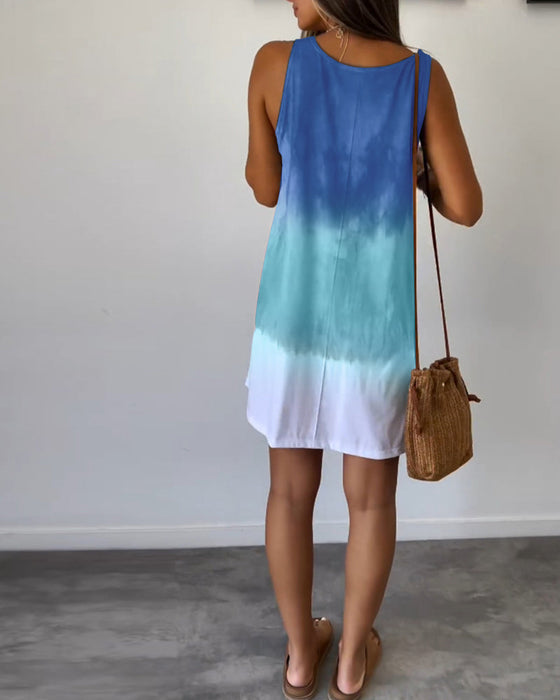 Sleeveless color block casual dress